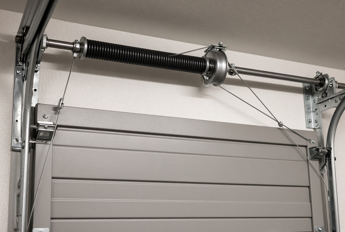 Torsion spring and cables above a garage door
