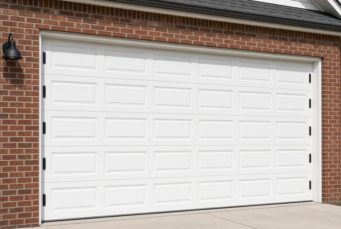 White insulated steel garage door